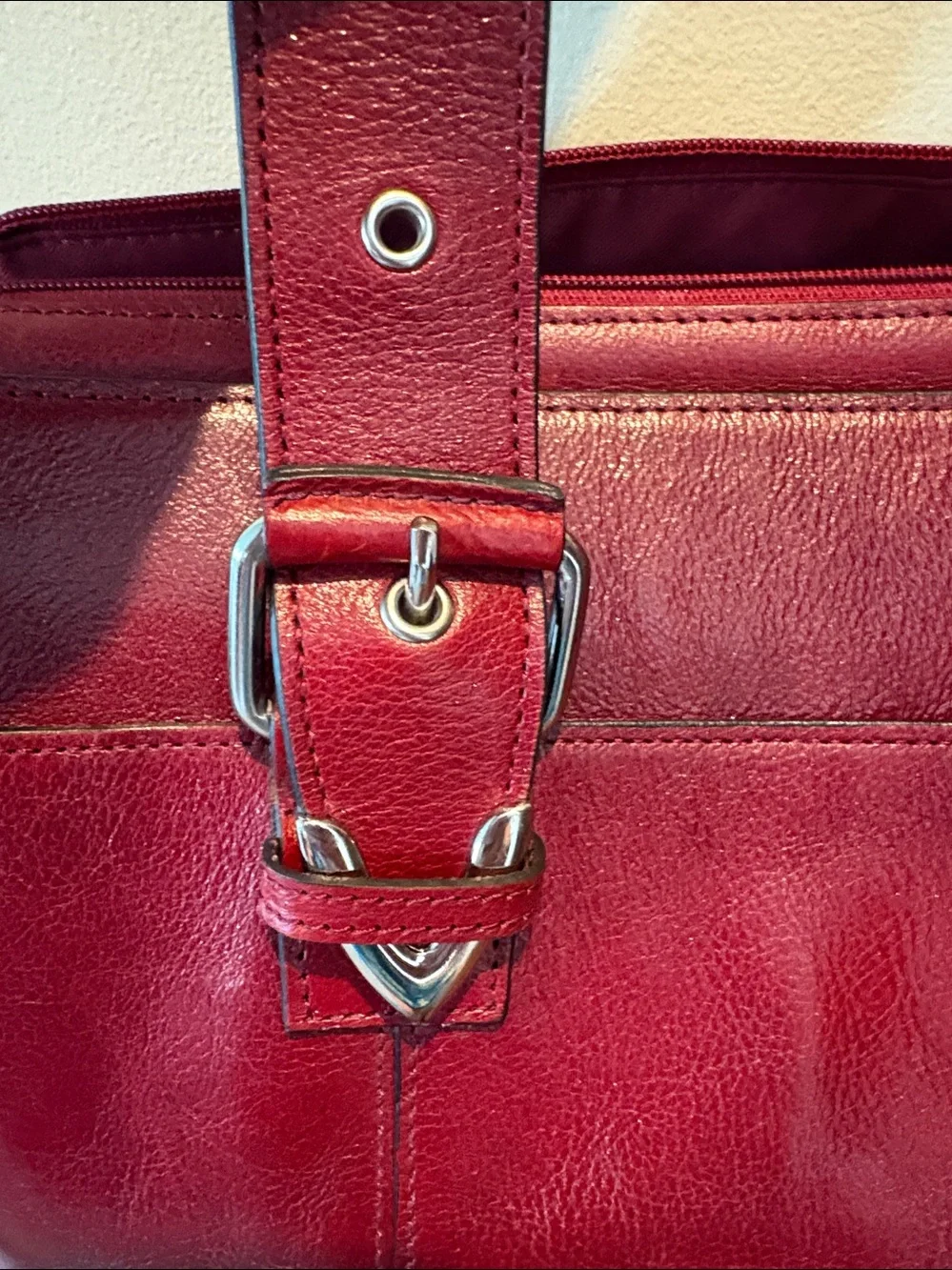 Wilsons Leather  computer case  business bag  tote  deep red leather 3 compartme